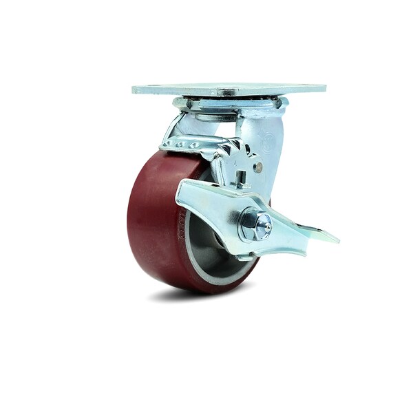 4 Inch Poly on Aluminum Swivel Caster with Ball Bearing and Brake